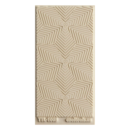 Texture Tile - Motley Beige Texture Tiles are flexible, washable and can be used with any soft clay. Spritz with CoolSlip or dust on Dry Powder Release for stick-free impressions when using metal clay and polymer clay.