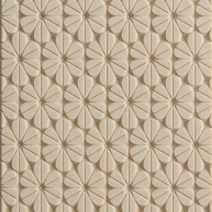 Texture Tile - Retro Daisies. Beige Texture Tiles are flexible, washable and can be used with any soft clay. Spritz with CoolSlip or dust on Dry Powder Release for stick-free impressions when using metal clay and polymer clay.