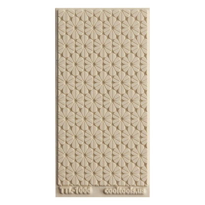 Texture Tile - Retro Daisies. Beige Texture Tiles are flexible, washable and can be used with any soft clay. Spritz with CoolSlip or dust on Dry Powder Release for stick-free impressions when using metal clay and polymer clay.