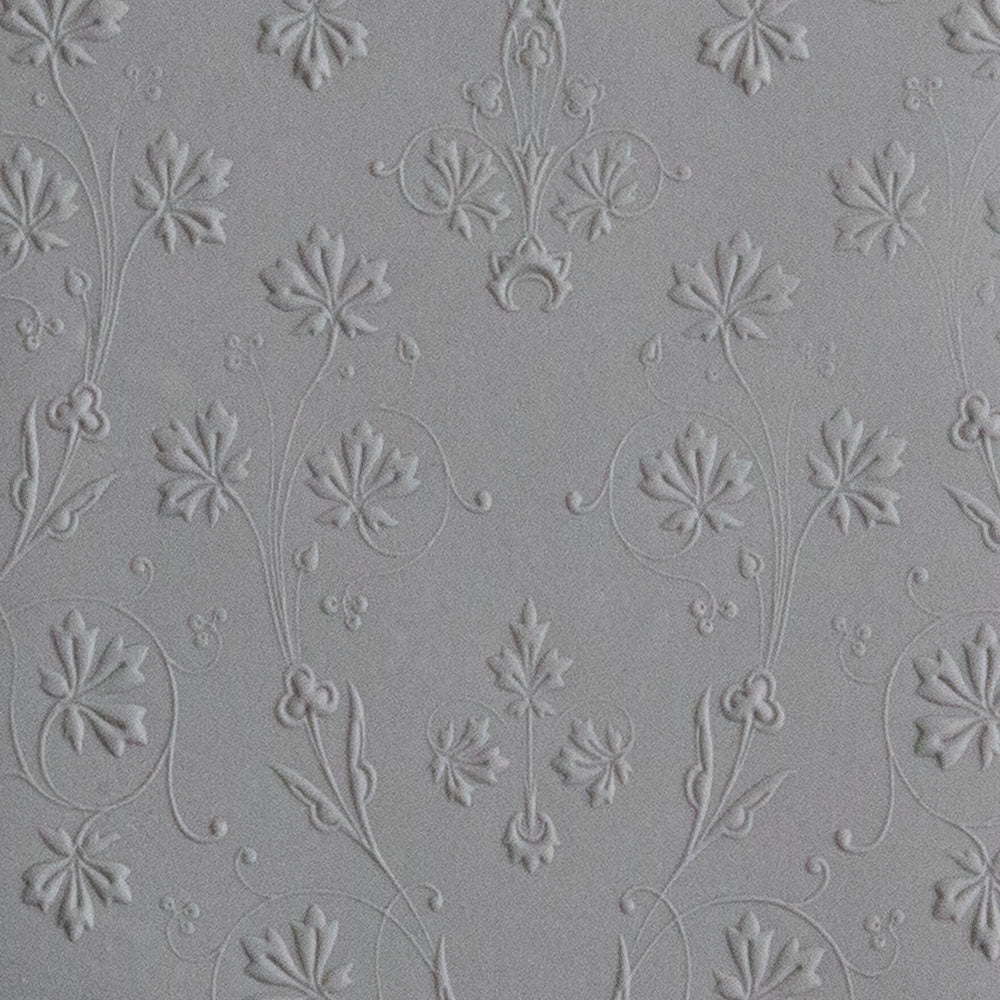 Texture Tile - Celtic Elegance Embossed sample rolled into gray polymer clay