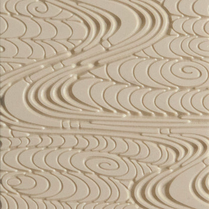 Texture Tile - A River Runs Through Embossed. Beige Texture Tiles are flexible, washable and can be used with any soft clay. Spritz with CoolSlip or dust on Dry Powder Release for stick-free impressions when using metal clay and polymer clay.