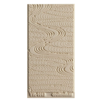 Texture Tile - A River Runs Through Embossed. Beige Texture Tiles are flexible, washable and can be used with any soft clay. Spritz with CoolSlip or dust on Dry Powder Release for stick-free impressions when using metal clay and polymer clay.