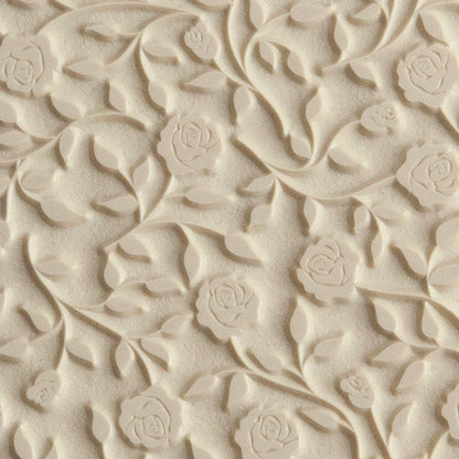 Texture Tile - Roses & Vines. Beige Texture Tiles are flexible, washable and can be used with any soft clay. Spritz with CoolSlip or dust on Dry Powder Release for stick-free impressions when using metal clay and polymer clay.