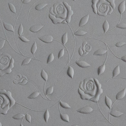 Texture Tile - Roses & Vines Embossed sample rolled into gray polymer clay