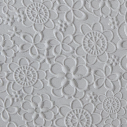 Texture Tile - Floral Web Embossed sample rolled into clay