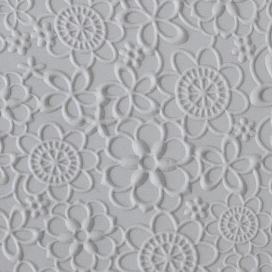 Texture Tile - Floral Web Embossed sample rolled into clay