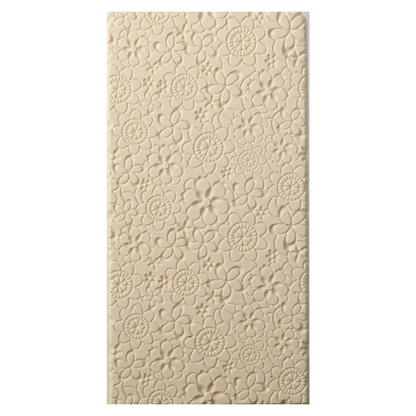 Texture Tile - Floral Web Embossed. Beige Texture Tiles are flexible, washable and can be used with any soft clay. Spritz with CoolSlip or dust on Dry Powder Release for stick-free impressions when using metal clay and polymer clay.