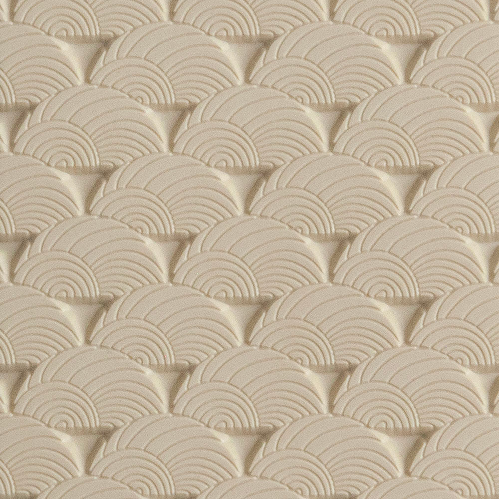 Texture Tile - Seashell Sunset. Beige Texture Tiles are flexible, washable and can be used with any soft clay. Spritz with CoolSlip or dust on Dry Powder Release for stick-free impressions when using metal clay and polymer clay.