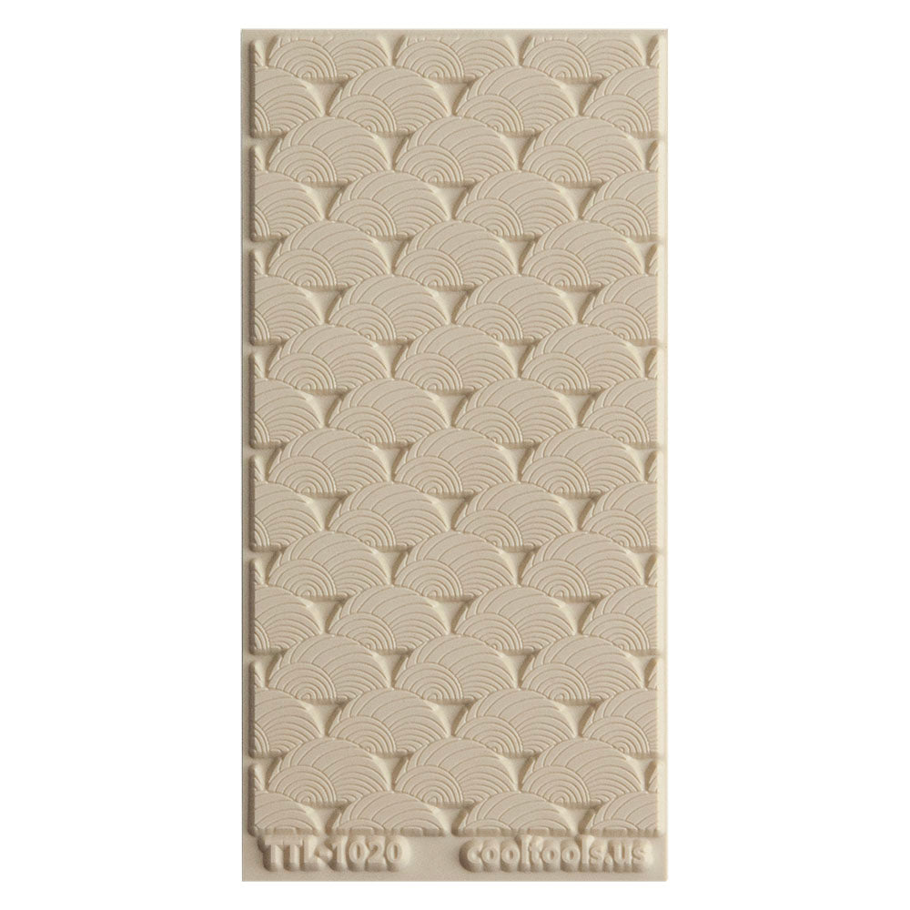 Texture Tile - Seashell Sunset. Beige Texture Tiles are flexible, washable and can be used with any soft clay. Spritz with CoolSlip or dust on Dry Powder Release for stick-free impressions when using metal clay and polymer clay.