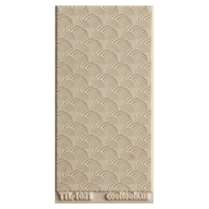 Texture Tile - Seashell Sunset Embossed. Beige Texture Tiles are flexible, washable and can be used with any soft clay. Spritz with CoolSlip or dust on Dry Powder Release for stick-free impressions when using metal clay and polymer clay.