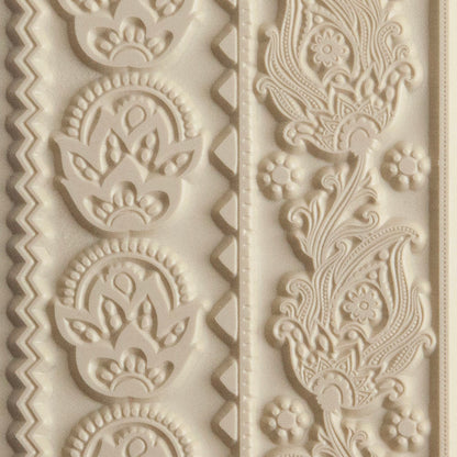Texture Tile - Dancing Print. Beige Texture Tiles are flexible, washable and can be used with any soft clay. Spritz with CoolSlip or dust on Dry Powder Release for stick-free impressions when using metal clay and polymer clay.