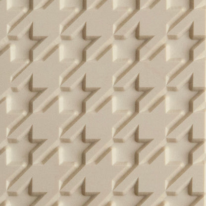 Texture Tile - Houndstooth. Beige Texture Tiles are flexible, washable and can be used with any soft clay. Spritz with CoolSlip or dust on Dry Powder Release for stick-free impressions when using metal clay and polymer clay.
