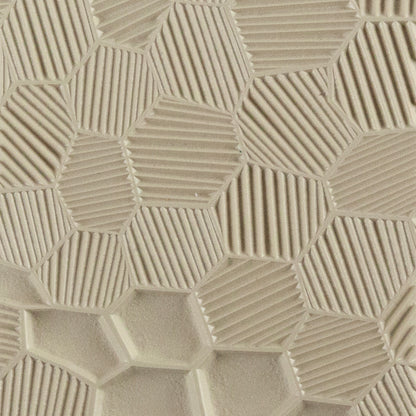 Texture Tile - Honeycomb Mosaic Beige Texture Tiles are flexible, washable and can be used with any soft clay. Spritz with CoolSlip or dust on Dry Powder Release for stick-free impressions when using 