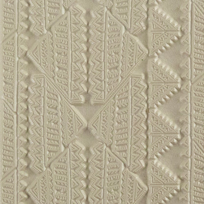 Texture Tile - Tribal Rug Beige Texture Tiles are flexible, washable and can be used with any soft clay. Spritz with CoolSlip or dust on Dry Powder Release for stick-free impressions when using 