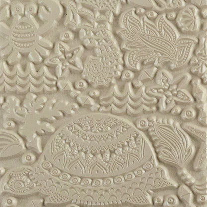 Texture Tile - Under the Sea Beige Texture Tiles are flexible, washable and can be used with any soft clay. Spritz with CoolSlip or dust on Dry Powder Release for stick-free impressions when using 