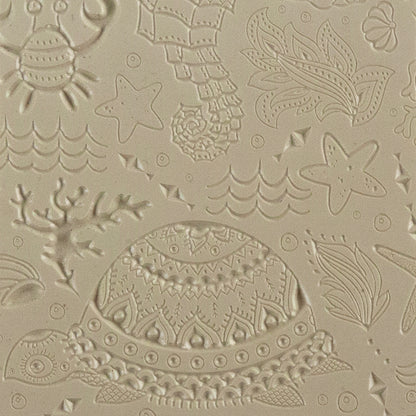 Texture Tile - Under the Sea Embossed Beige Texture Tiles are flexible, washable and can be used with any soft clay. Spritz with CoolSlip or dust on Dry Powder Release for stick-free impressions when using 