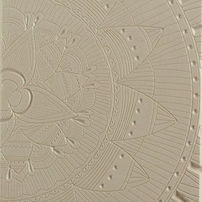 Texture Tile - Lazy Mandala Embossed Beige Texture Tiles are flexible, washable and can be used with any soft clay. Spritz with CoolSlip or dust on Dry Powder Release for stick-free impressions when using 