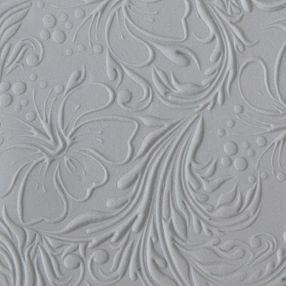 Texture Tile - Hibiscus Embossed sample rolled into clay
