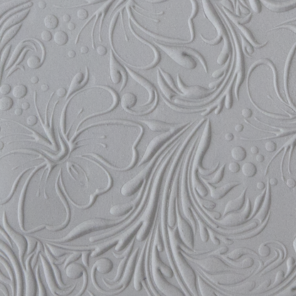 Texture Tile - Hibiscus Embossed sample rolled into clay