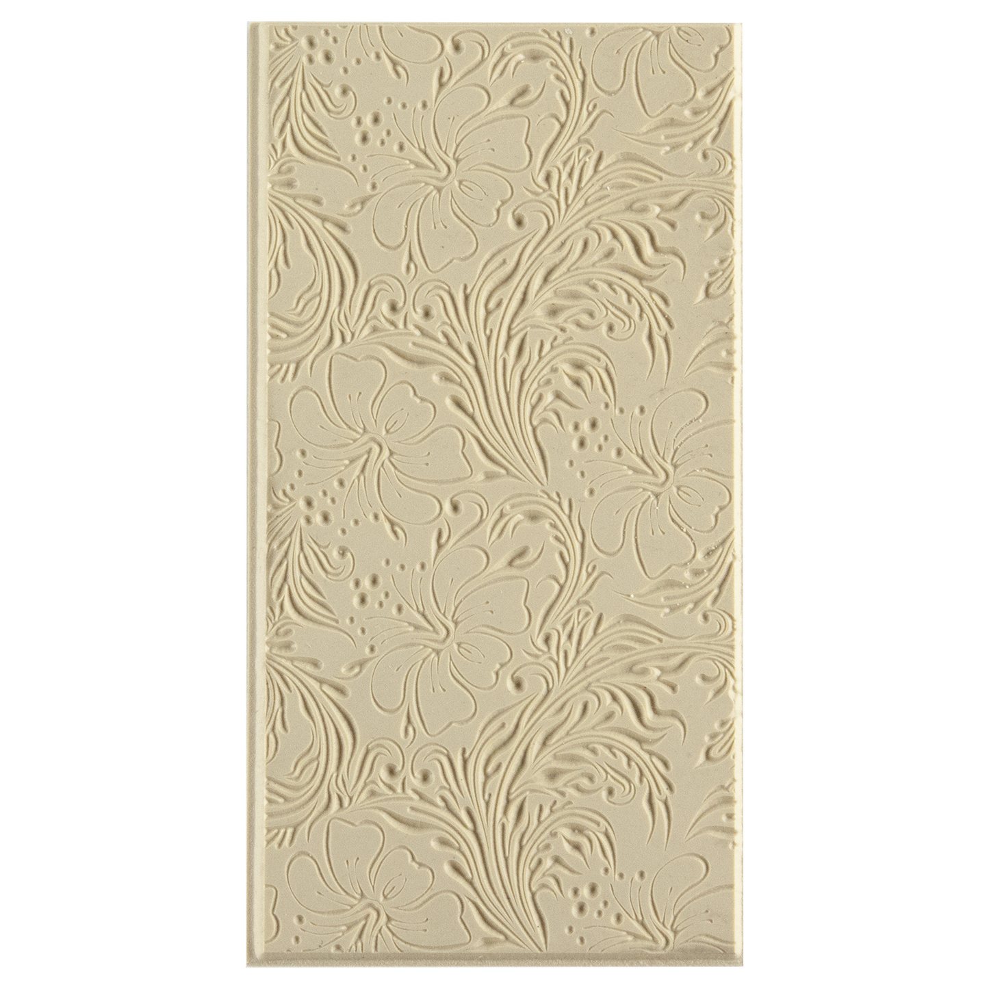 Texture Tile - Hibiscus Embossed. Beige Texture Tiles are flexible, washable and can be used with any soft clay. Spritz with CoolSlip or dust on Dry Powder Release for stick-free impressions when using metal clay and polymer clay.