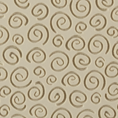 Texture Tile - Spirals Embossed. Beige Texture Tiles are flexible, washable and can be used with any soft clay. Spritz with CoolSlip or dust on Dry Powder Release for stick-free impressions when using metal clay and polymer clay.