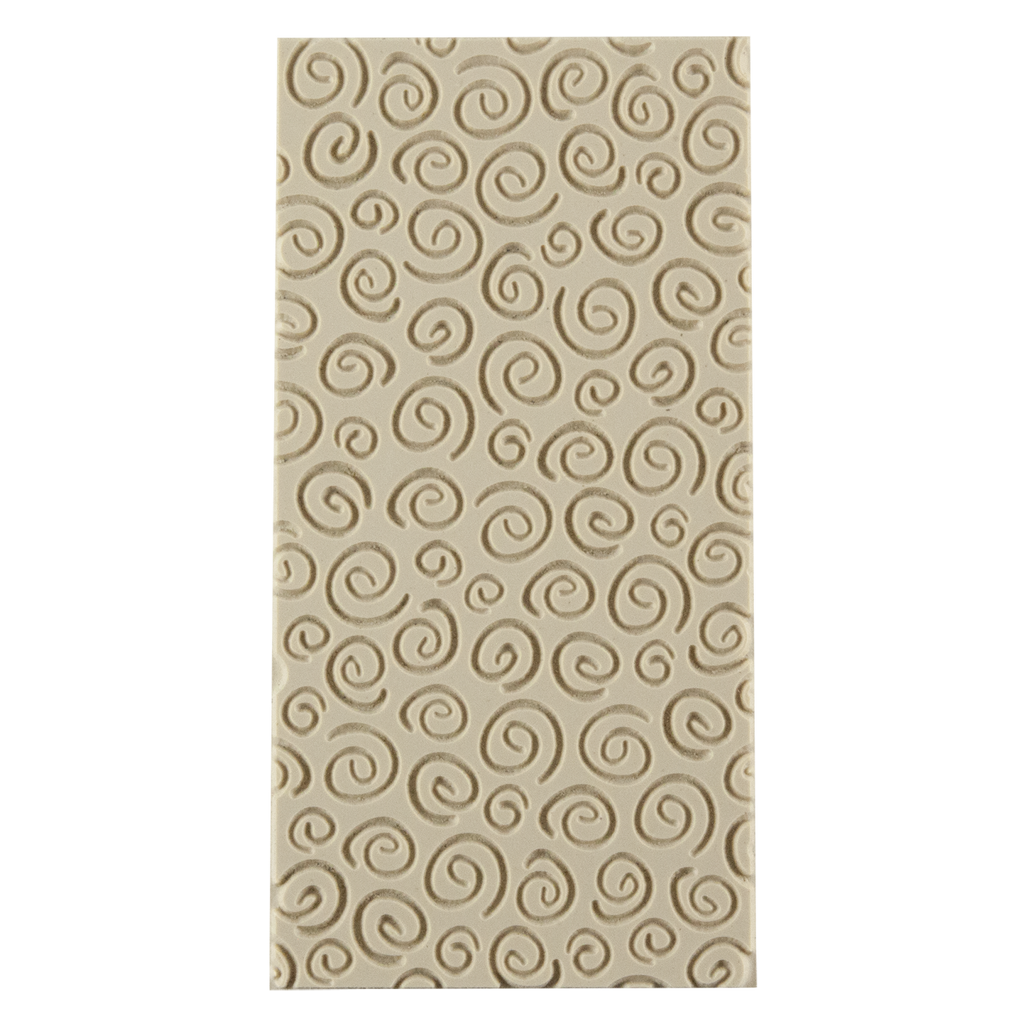 Texture Tile - Spirals Embossed. Beige Texture Tiles are flexible, washable and can be used with any soft clay. Spritz with CoolSlip or dust on Dry Powder Release for stick-free impressions when using metal clay and polymer clay.