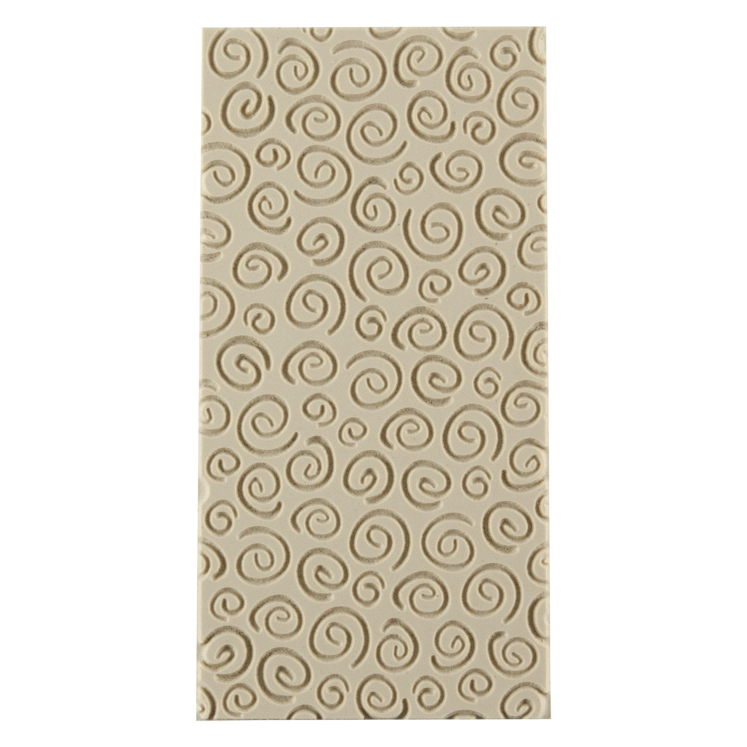 Texture Tile - Spirals Embossed. Beige Texture Tiles are flexible, washable and can be used with any soft clay. Spritz with CoolSlip or dust on Dry Powder Release for stick-free impressions when using metal clay and polymer clay.