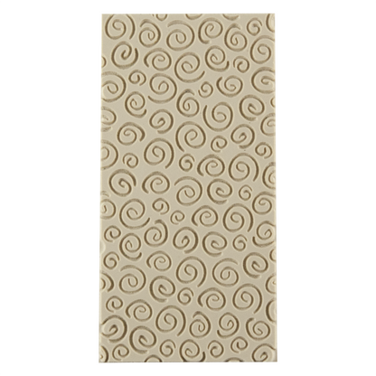 Texture Tile - Spirals Embossed. Beige Texture Tiles are flexible, washable and can be used with any soft clay. Spritz with CoolSlip or dust on Dry Powder Release for stick-free impressions when using metal clay and polymer clay.
