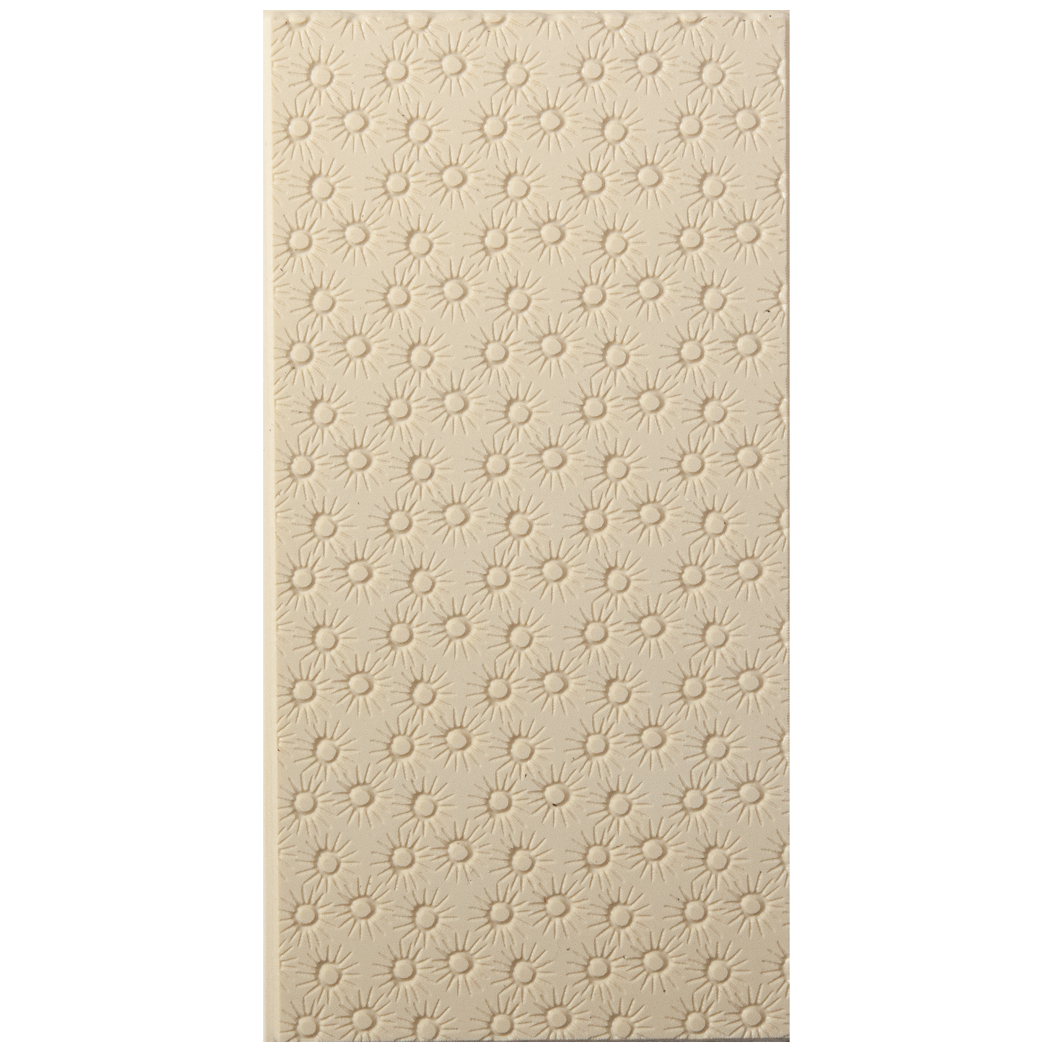 Texture Tile - Starburst Embossed. Beige Texture Tiles are flexible, washable and can be used with any soft clay. Spritz with CoolSlip or dust on Dry Powder Release for stick-free impressions when using metal clay and polymer clay.