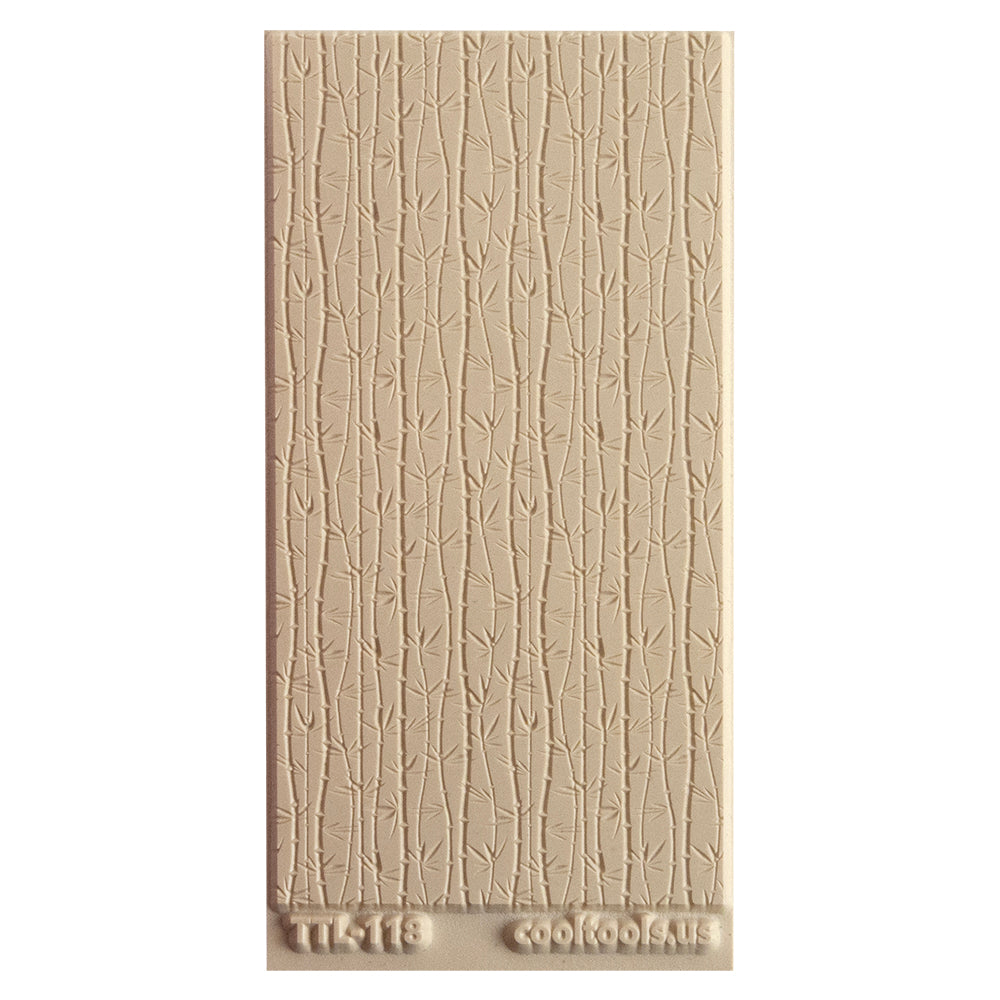 Texture Tile - Bamboo Embossed. Beige Texture Tiles are flexible, washable and can be used with any soft clay. Spritz with CoolSlip or dust on Dry Powder Release for stick-free impressions when using metal clay and polymer clay.