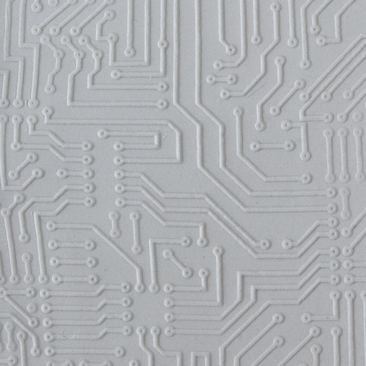 Texture Tile - Circuit Board Fineline sample rolled into clay