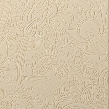 Texture Tile - Flower Doodle Fineline. Beige Texture Tiles are flexible, washable and can be used with any soft clay. Spritz with CoolSlip or dust on Dry Powder Release for stick-free impressions when using metal clay and polymer clay.