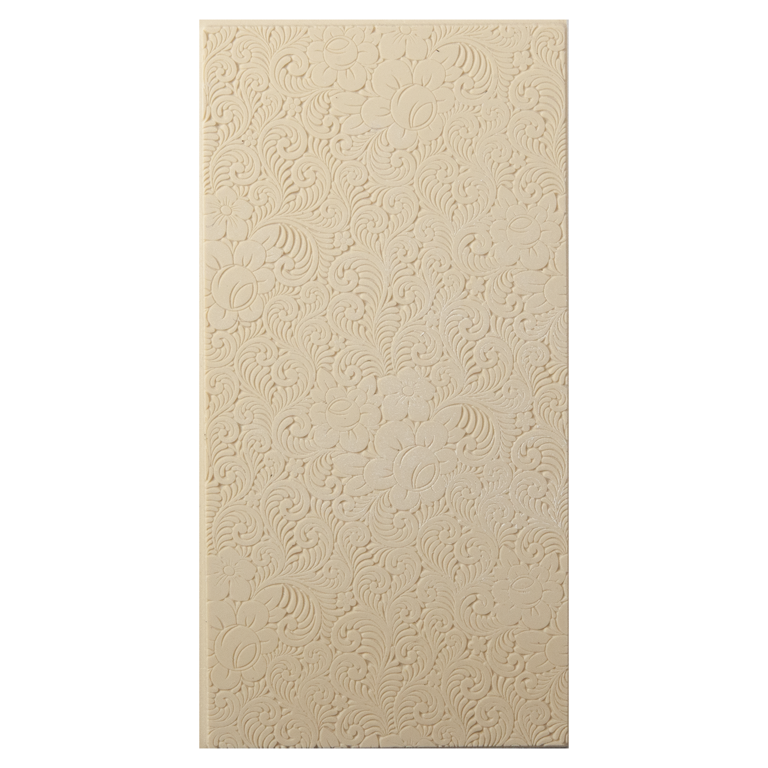 Texture Tile - Roses and Swirls Embossed. Beige Texture Tiles are flexible, washable and can be used with any soft clay. Spritz with CoolSlip or dust on Dry Powder Release for stick-free impressions when using metal clay and polymer clay.