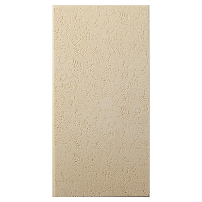 Texture Tile - Roses and Swirls Embossed. Beige Texture Tiles are flexible, washable and can be used with any soft clay. Spritz with CoolSlip or dust on Dry Powder Release for stick-free impressions when using metal clay and polymer clay.