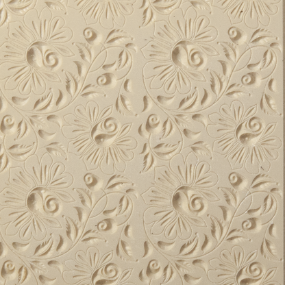 Texture Tile - Climbing Roses Embossed. Beige Texture Tiles are flexible, washable and can be used with any soft clay. Spritz with CoolSlip or dust on Dry Powder Release for stick-free impressions when using metal clay and polymer clay.