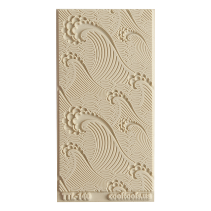 Texture Tile - Waves. Beige Texture Tiles are flexible, washable and can be used with any soft clay. Spritz with CoolSlip or dust on Dry Powder Release for stick-free impressions when using metal clay and polymer clay.