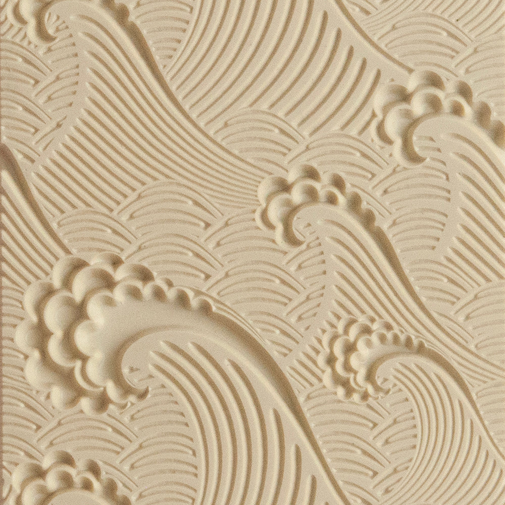 Texture Tile - Waves. Beige Texture Tiles are flexible, washable and can be used with any soft clay. Spritz with CoolSlip or dust on Dry Powder Release for stick-free impressions when using metal clay and polymer clay.