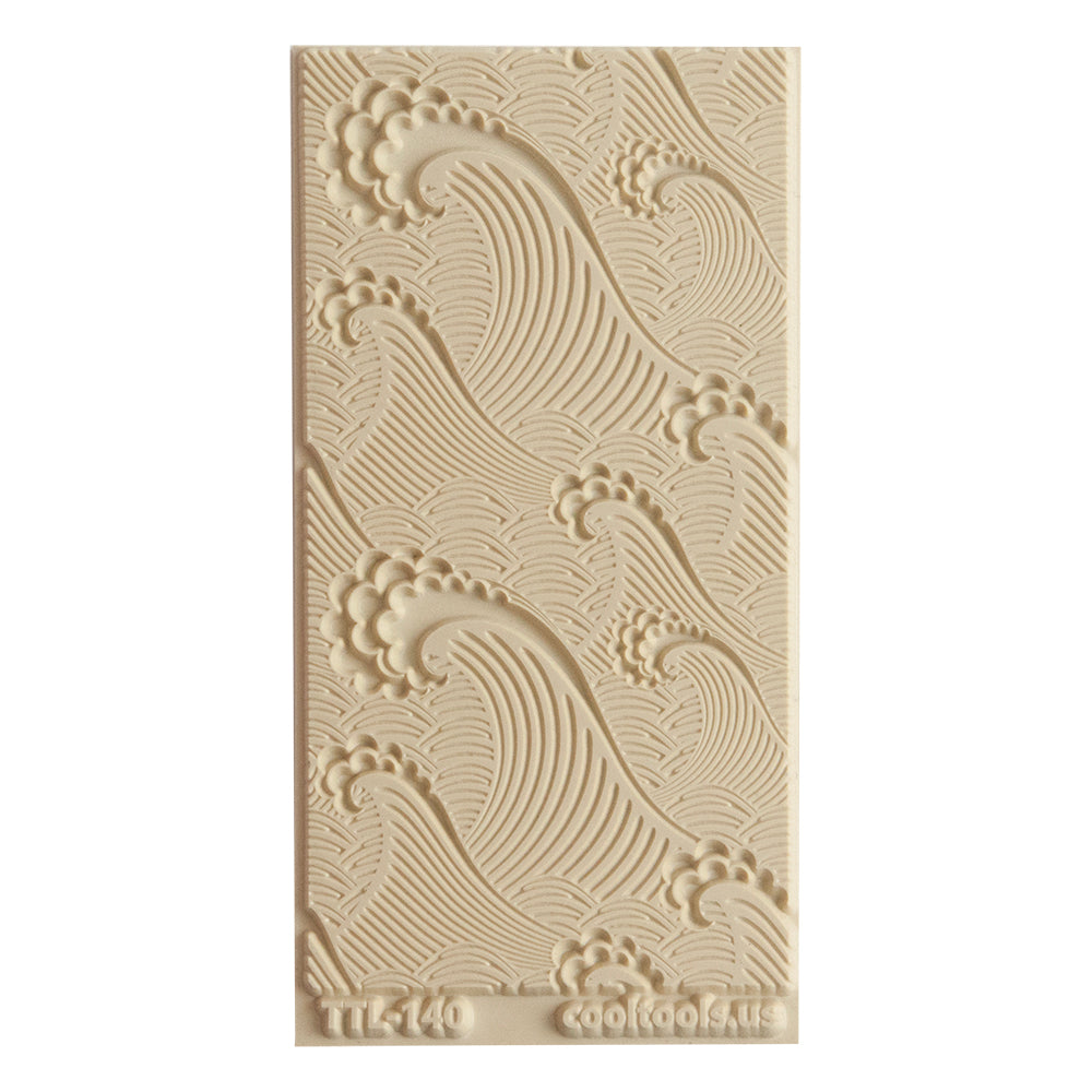 Texture Tile - Waves. Beige Texture Tiles are flexible, washable and can be used with any soft clay. Spritz with CoolSlip or dust on Dry Powder Release for stick-free impressions when using metal clay and polymer clay.