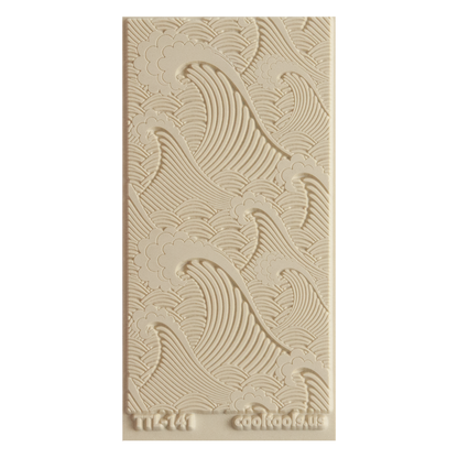 Texture Tile - Waves Embossed. Beige Texture Tiles are flexible, washable and can be used with any soft clay. Spritz with CoolSlip or dust on Dry Powder Release for stick-free impressions when using metal clay and polymer clay.