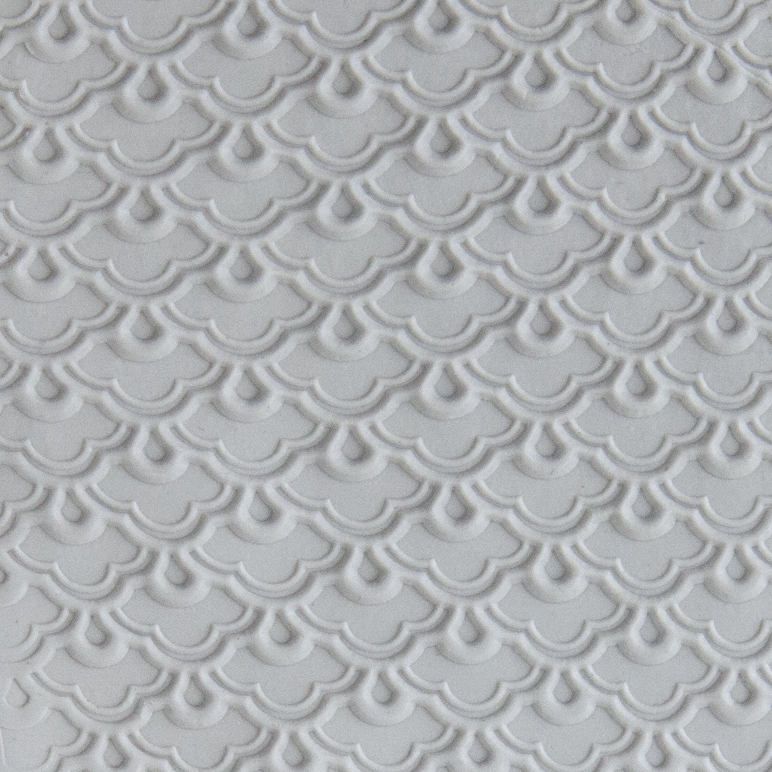 Texture Tile - Nested Scallops sample rolled into clay