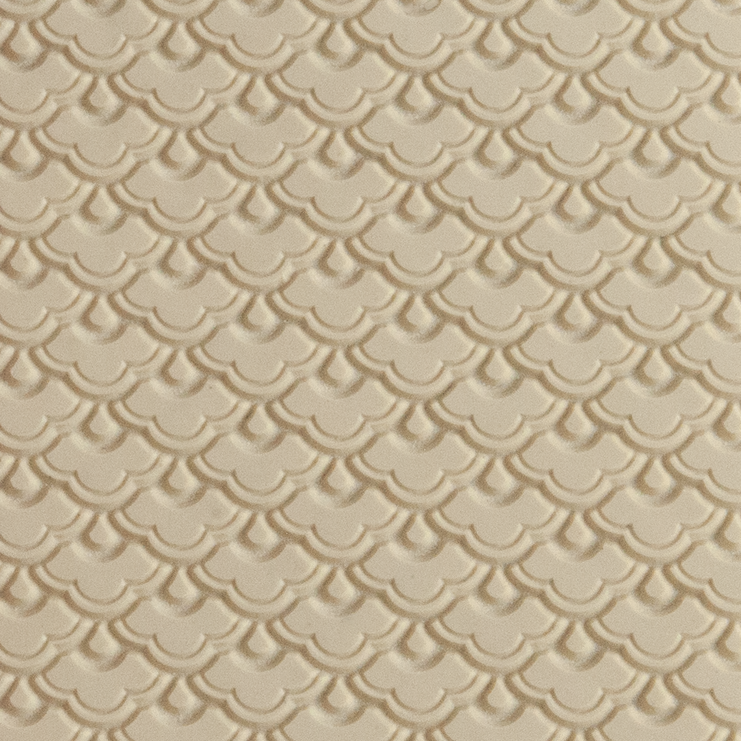 Texture Tile - Nested Scallops. Beige Texture Tiles are flexible, washable and can be used with any soft clay. Spritz with CoolSlip or dust on Dry Powder Release for stick-free impressions when using metal clay and polymer clay.