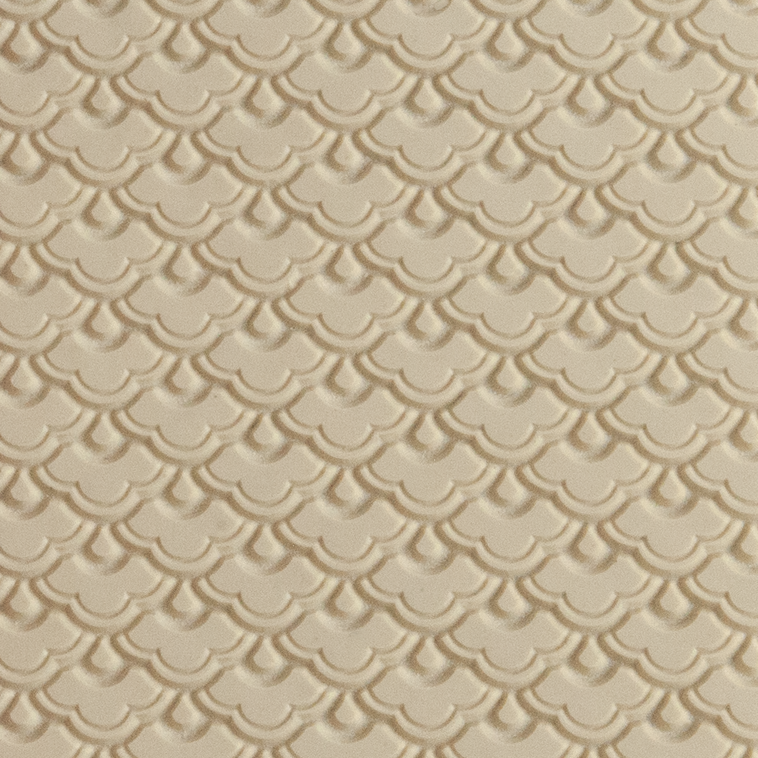 Texture Tile - Nested Scallops. Beige Texture Tiles are flexible, washable and can be used with any soft clay. Spritz with CoolSlip or dust on Dry Powder Release for stick-free impressions when using metal clay and polymer clay.