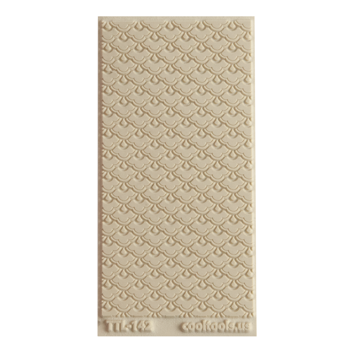 Texture Tile - Nested Scallops. Beige Texture Tiles are flexible, washable and can be used with any soft clay. Spritz with CoolSlip or dust on Dry Powder Release for stick-free impressions when using metal clay and polymer clay.