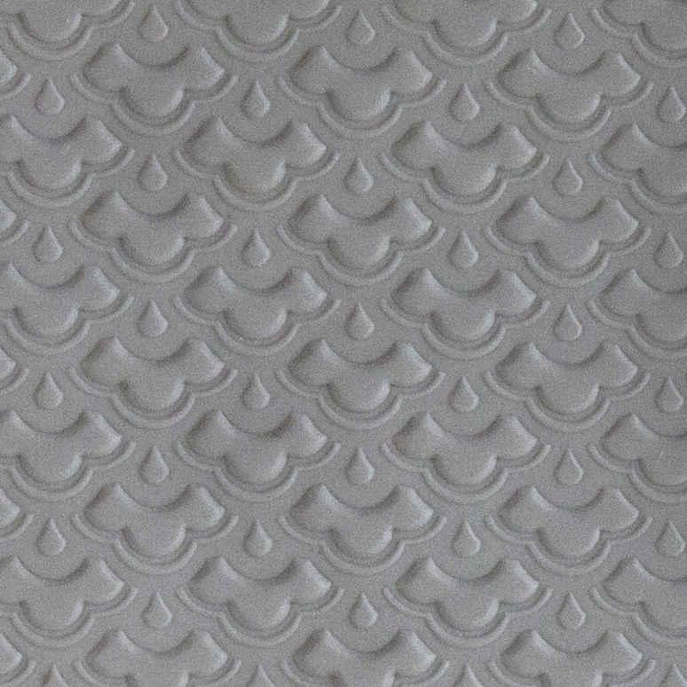 Texture Tile - Nested Scallops Embossed sample rolled into clay