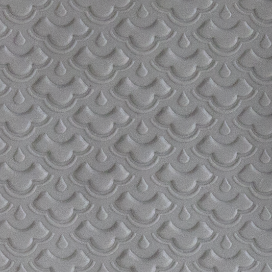 Texture Tile - Nested Scallops Embossed sample rolled into clay