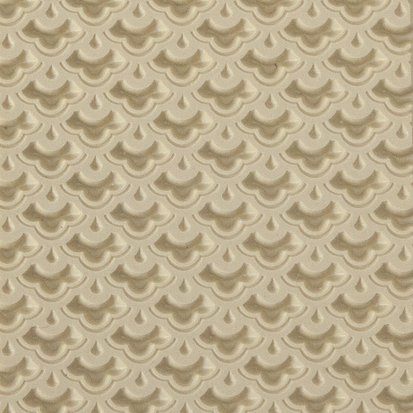 Texture Tile - Nested Scallops Embossed. Beige Texture Tiles are flexible, washable and can be used with any soft clay. Spritz with CoolSlip or dust on Dry Powder Release for stick-free impressions when using metal clay and polymer clay.