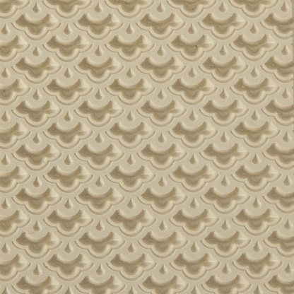 Texture Tile - Nested Scallops Embossed. Beige Texture Tiles are flexible, washable and can be used with any soft clay. Spritz with CoolSlip or dust on Dry Powder Release for stick-free impressions when using metal clay and polymer clay.