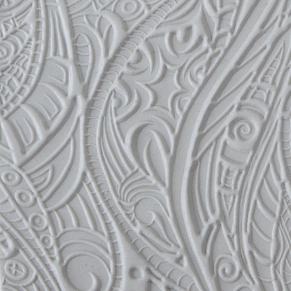 Texture Tile - Tribal Zen Multi-Tangle Embossed sample rolled into clay