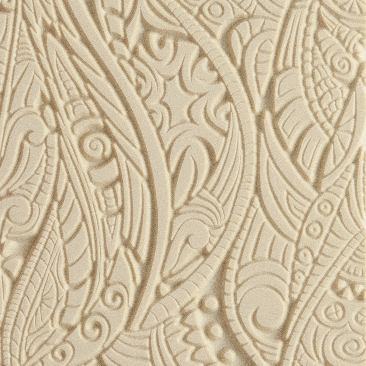 Texture Tile - Tribal Zen Multi-Tangle Embossed. Beige Texture Tiles are flexible, washable and can be used with any soft clay. Spritz with CoolSlip or dust on Dry Powder Release for stick-free impressions when using metal clay and polymer clay.