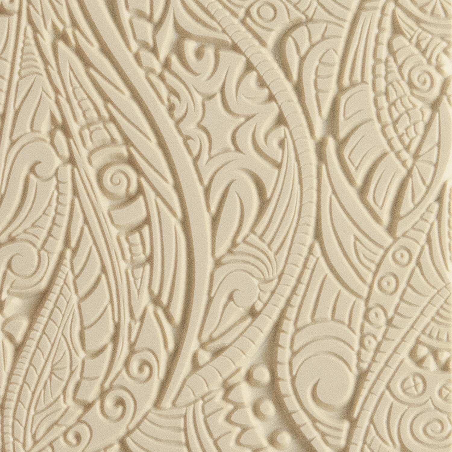 Texture Tile - Tribal Zen Multi-Tangle Embossed. Beige Texture Tiles are flexible, washable and can be used with any soft clay. Spritz with CoolSlip or dust on Dry Powder Release for stick-free impressions when using metal clay and polymer clay.